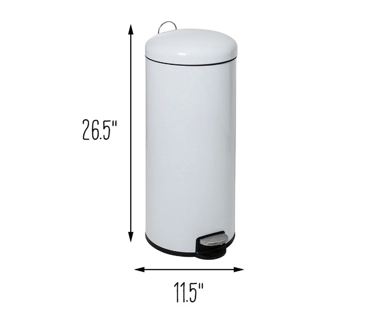 White Stainless Steel 8-Gal. Round Pedal Soft-Close Trash Can - Image 8