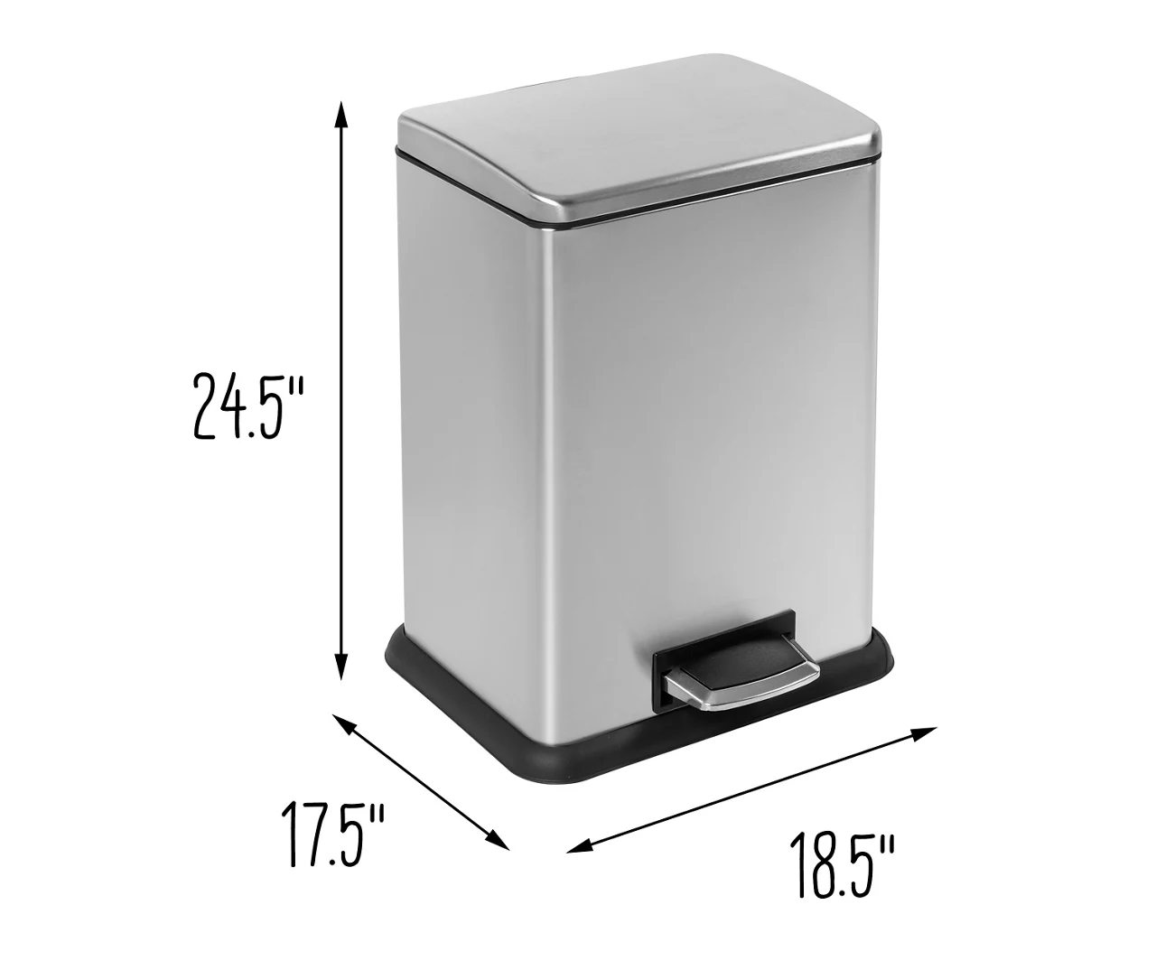 Stainless Steel 15.3-Gal. Rectangular Pedal Soft-Close Trash Can - Image 8