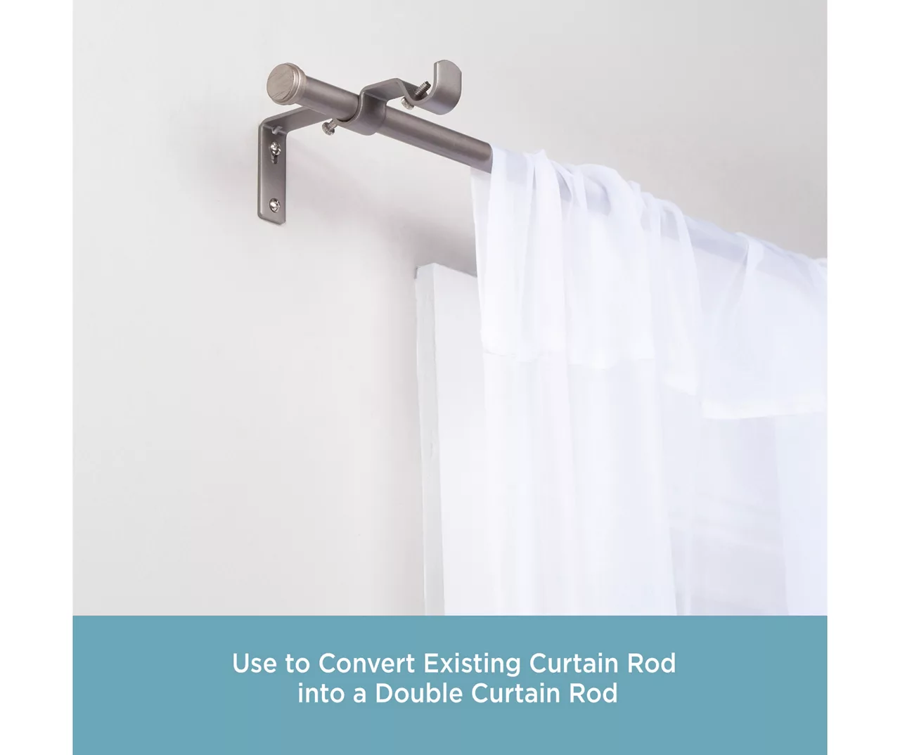 Kenney Double 5/8" Adjustable Curtain Rod Conversion Kit, (42"-120") - Image 15